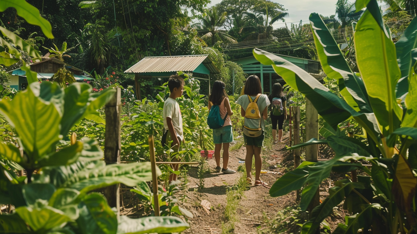 Children learning in a farm setting